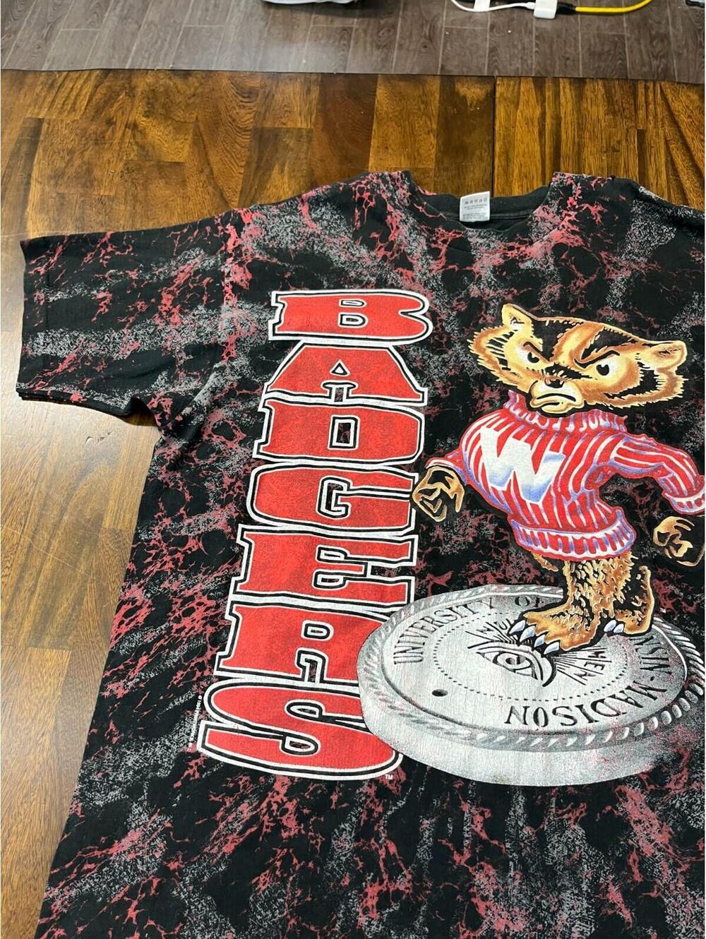 Vtg 1994 Wisconsin Badgers Aop 2XL Fruit Of Loom USA Badger